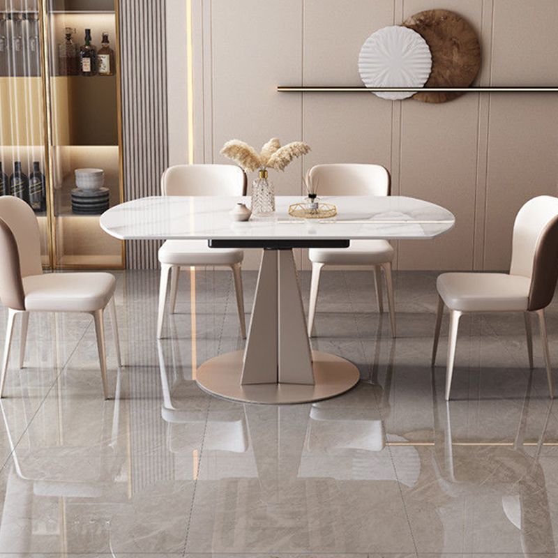 Extendable Stone Dining Table Steel Base Contemporary Dinner Table for Home