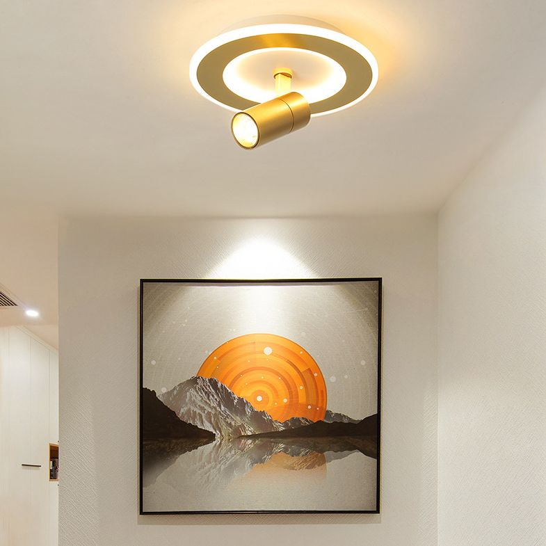 Montaje semi descarte LED de 1 luces en moderna luz de techo interior de metal de estilo conciso en oro