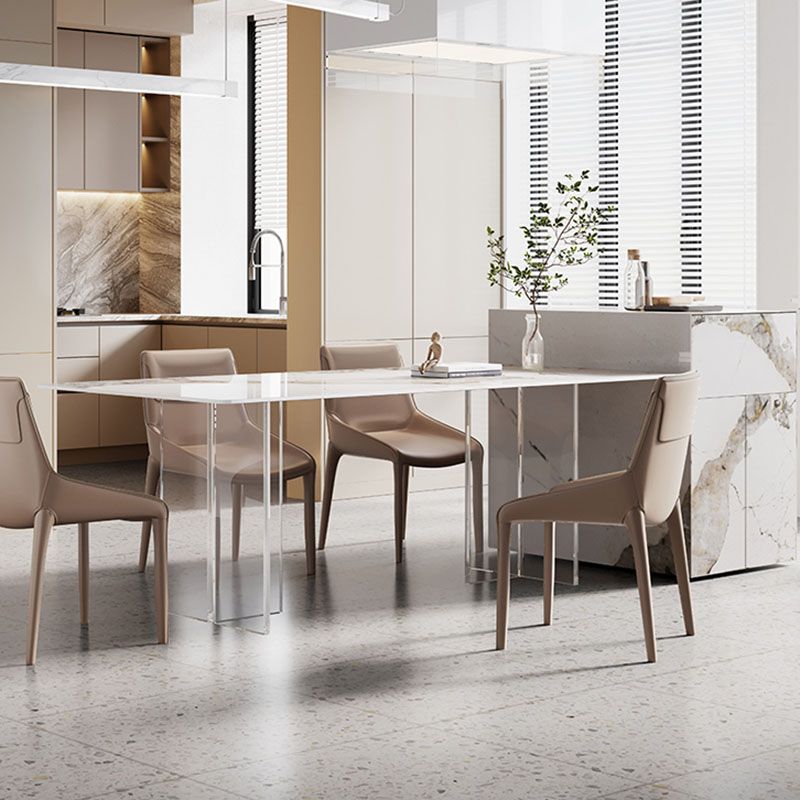 Modern Sintered Stone Dining Table Acrylic Dinner Room Kitchen Table