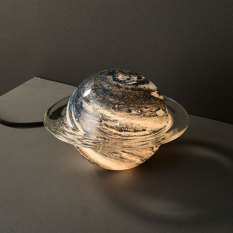 Creative Planet Shaped Night Lamp Modern Glass 1-Bulb Living Room Table Light