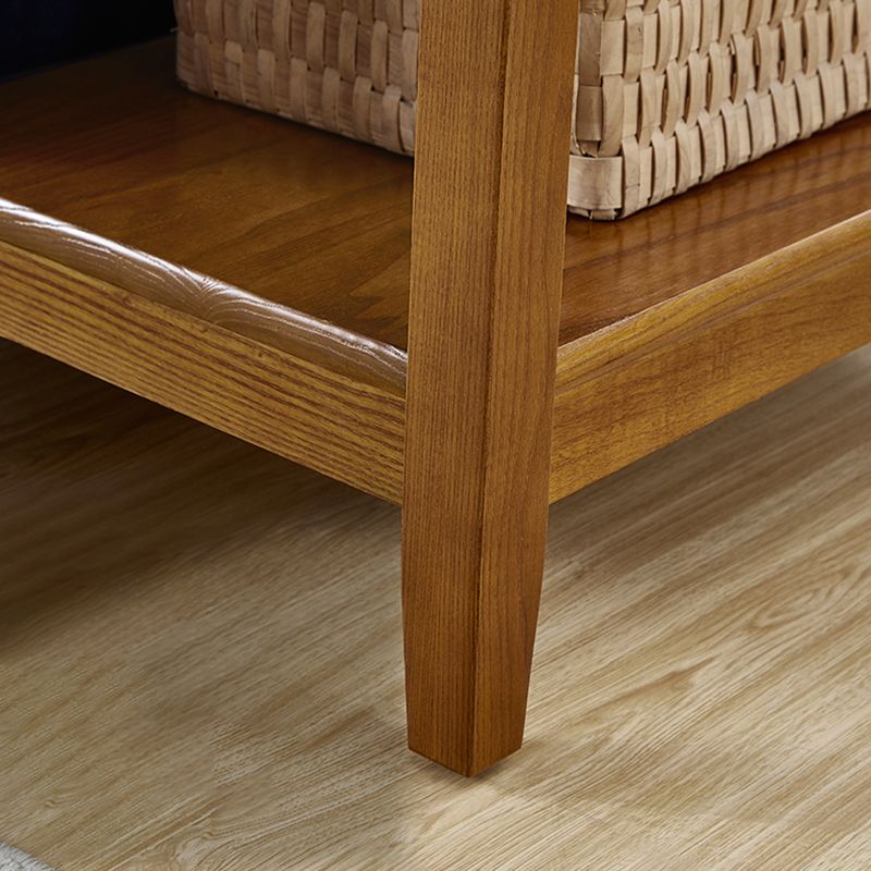 Farmhouse Wooden Side Table One Shelf Side Table with Wood Legs