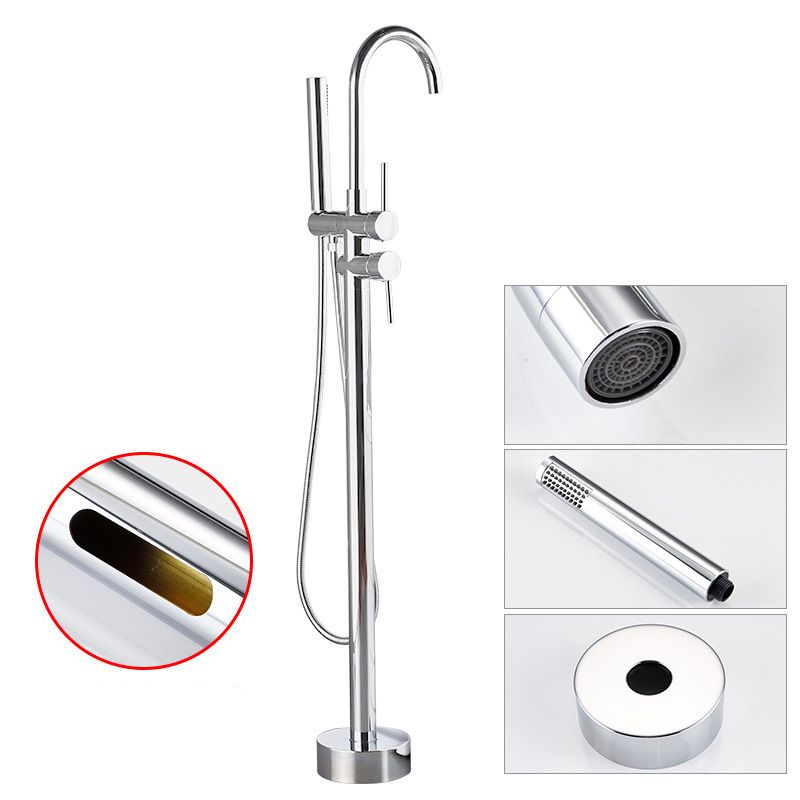 Floor Metal Freestanding Tub Filler Swivel Copper Freestanding Faucet