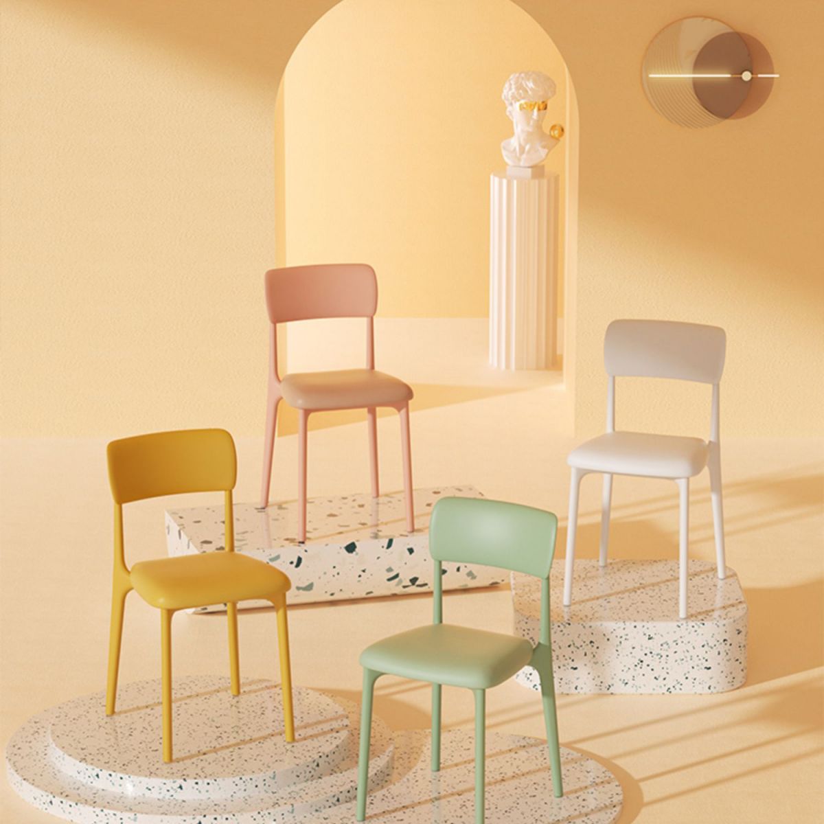 Modern Armless Dining Chairs Plastic Open Back Dining Chairs for Dining Room