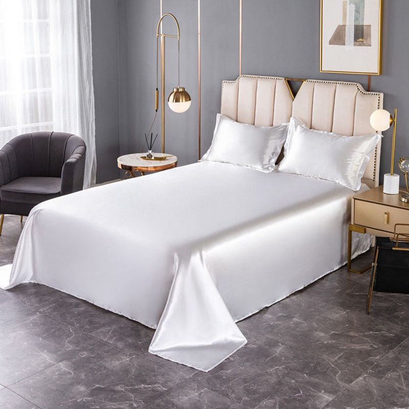Silk Bed Sheet Set Ultra Soft Elegant Fitted Sheet for Bedroom