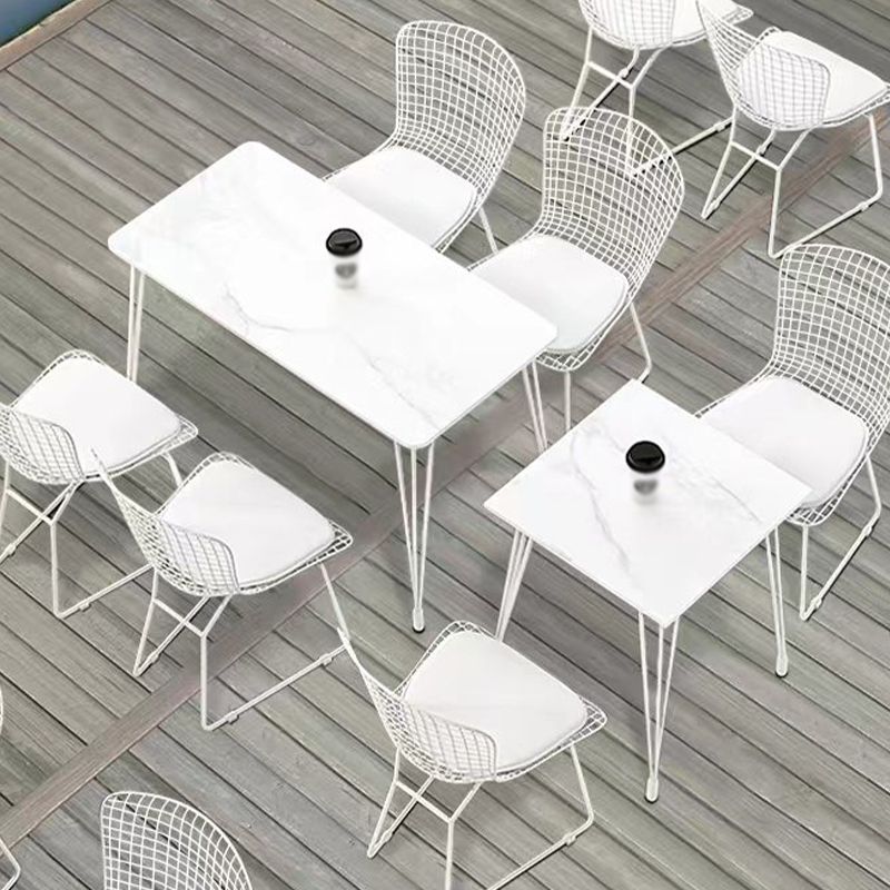Outdoor Tripod Dining Table Modern Stone Top Metal Base Dinner Table