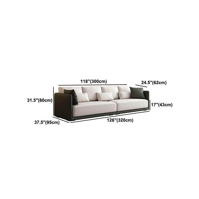 Faux Leather Sofa Sofa 37.40" D x 31.49" H Square Arm Sofa for Living Room