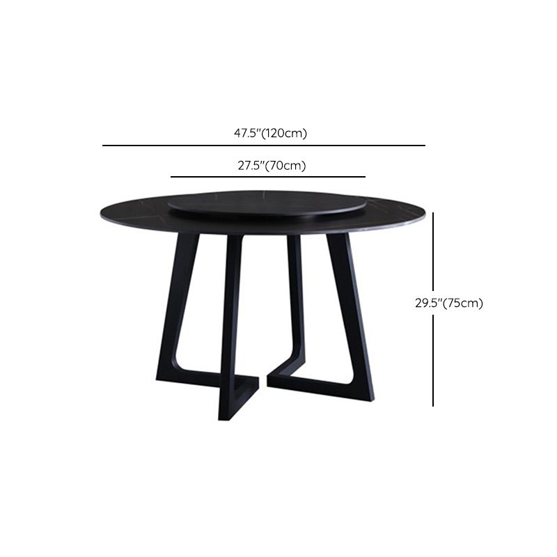 Metal and Stone Table Glam Style Simple Home Black Round Dining Table
