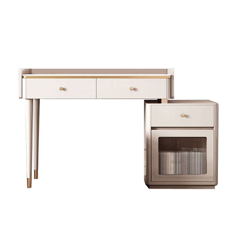Glam Makeup Vanity Desk Slate Top Dressing Table With 3 Storage Drawers