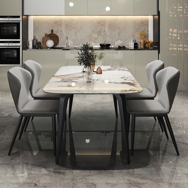 Modern Style Set 1/4/5/7 Pcs with Rectangle Dining Table and Wingback Chairs