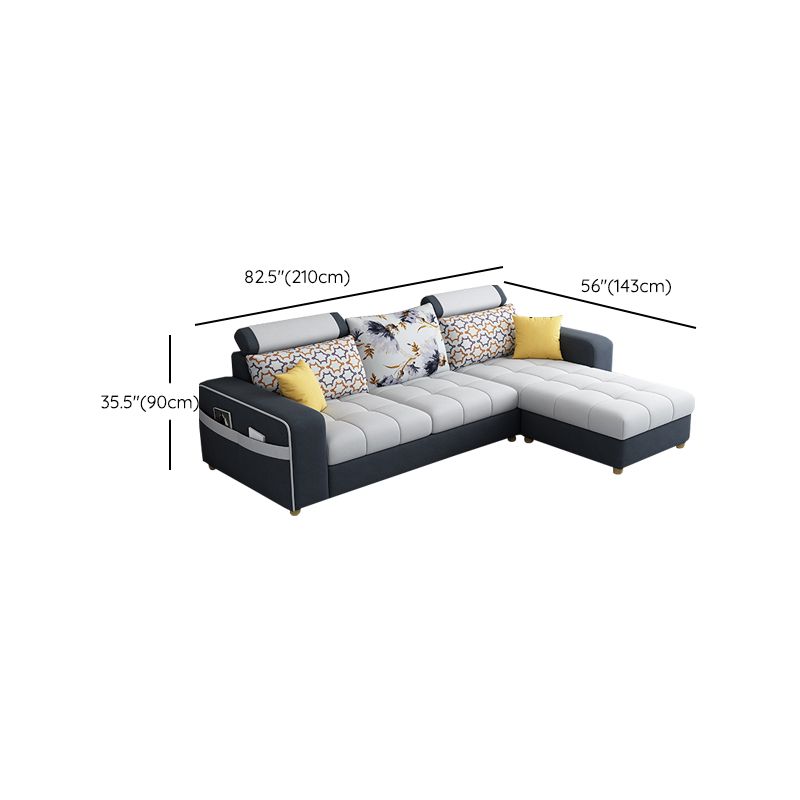 82.67"Long Square Arms Sofa for Living Room Contemporary with Sewn Pillow Back