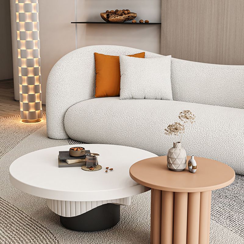 Modern Coffee Table Wooden Round Nesting Coffee Table Set with Pedestal Legs