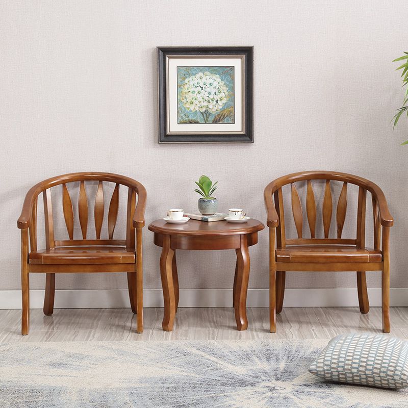 Traditional Style Dining Chair Wooden Open Back Side Chair for Living Room