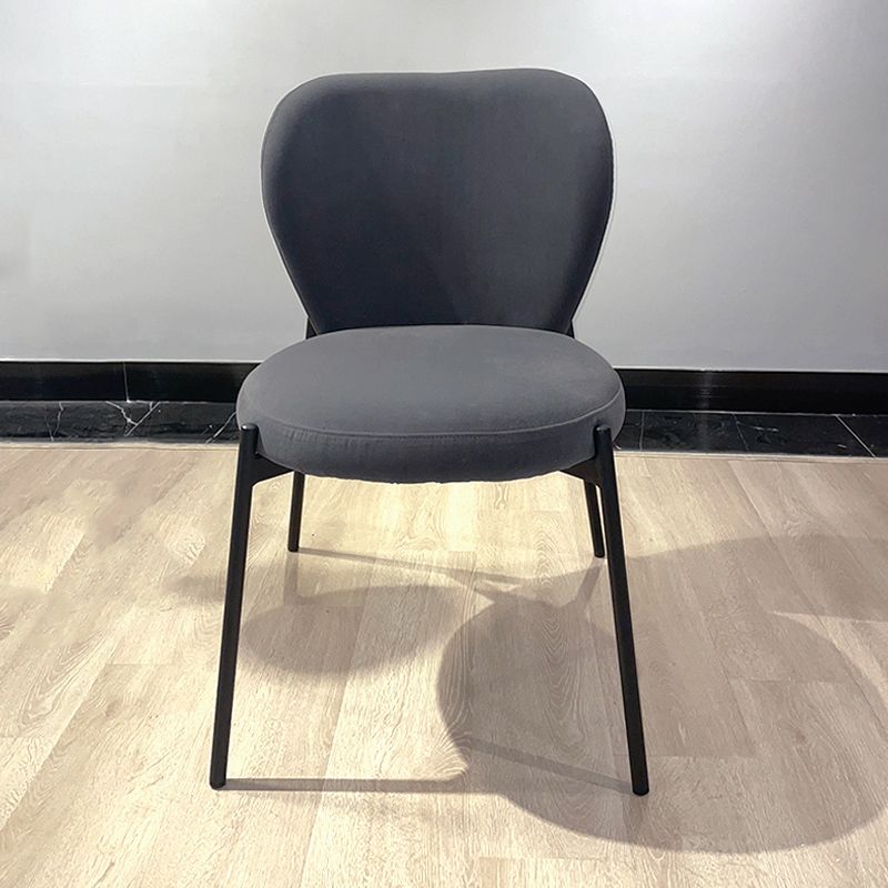 Scandinavian Style Dining Fabric Side Chair Solid Back Armless Chair for Home Use