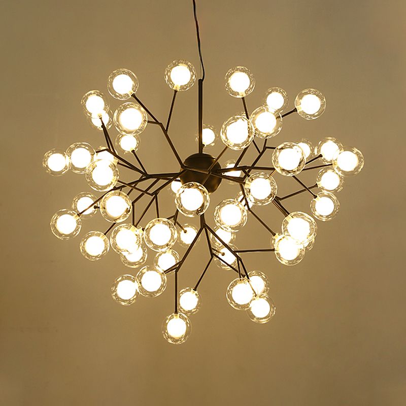 Simplicity LED Chandelier Lamp Bubble Pendant Lighting with Dual Glass Shade for Living Room