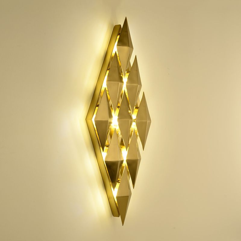 Electroplated Gold Diamond-shaped Wall Lamp Post-modern Style Metal Geometric Sconce Lights for Living Room