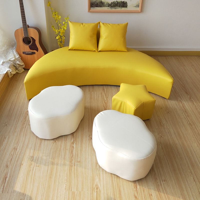 Modern Water Resistant Standard Specialty Shape Pink Leather Ottoman