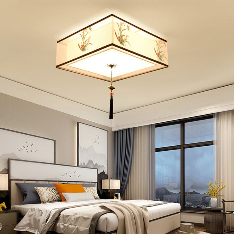 Traditional Style Fabric Ceiling Light Multi Lights Ceiling Mount Light