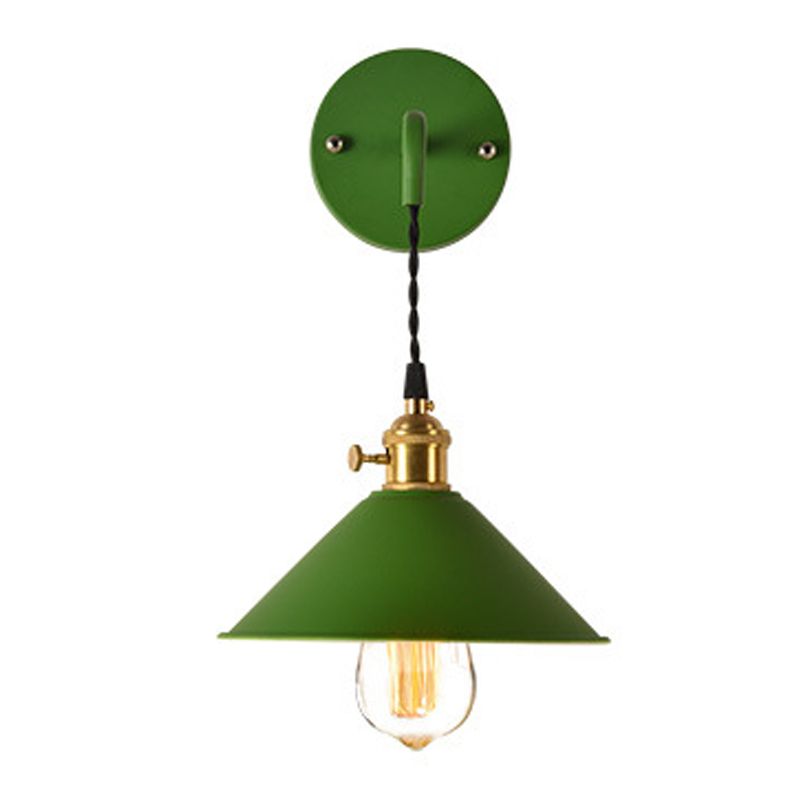 Modern Creative Hanging Wall Lamp Copper Tapered Macaroon Wall Light with Wrought Iron Shade