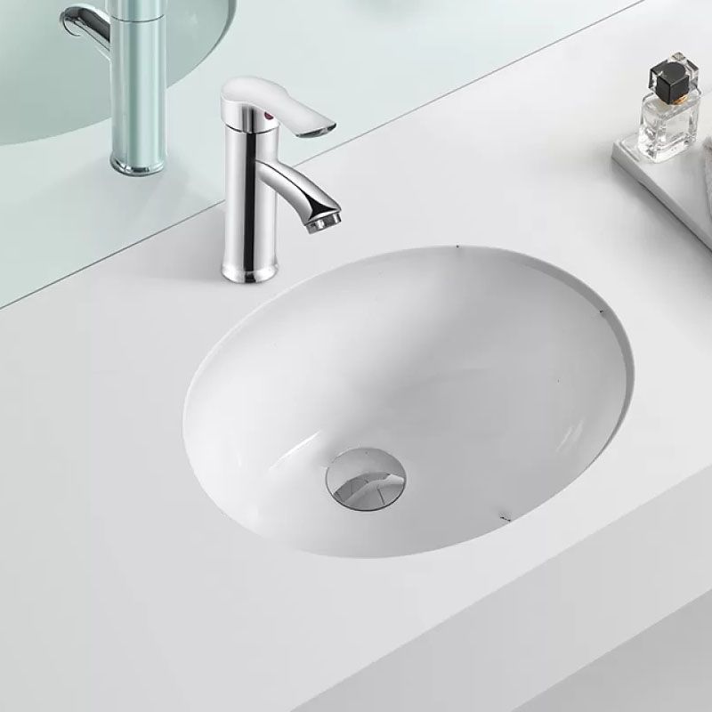Bathroom Sink Ceramic White Round Anti-spill Sink with Faucet