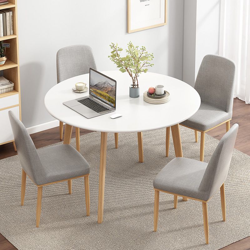 Round Solid Wood Two-Color Dining Table Simplicity 4 Legs Table for Dining Room