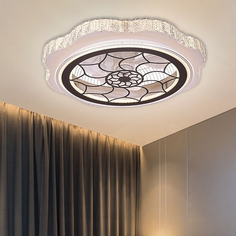 Sonnenblumen/Pflaumenblüten/Sternmuster Hanging Lüfter Licht moderne rechteckige Kristalle 23,5 "W LED White Semi-Flush Mount