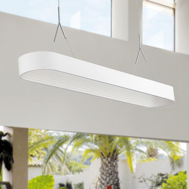 Luz de colgante elíptico nórdico Metal Metal White/Gris Luz de techo colgante para comedor, 33.5 "/47" de ancho