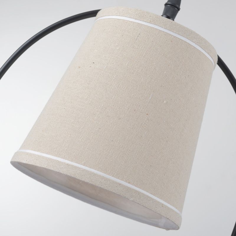 Flared Fabric Pendant Ceiling Light Rustic White Pendant Light Fixture with Bird Decor