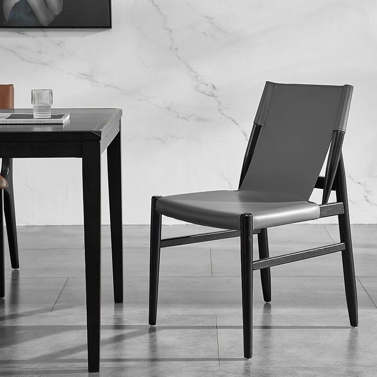Faux Leather Kitchen Dining Chairs Contemporary Chairs with Wood Base