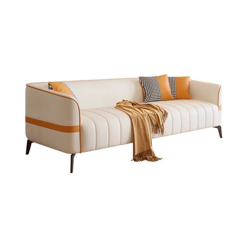 Contemporary 25.59" H Faux Leather Tuxedo Arm Sofa for Living Room
