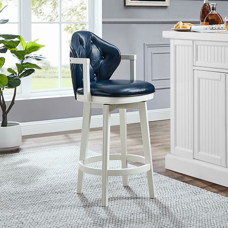Scandinavian Indoor Bar Stools Solid Wood Armed Stool with Footrest