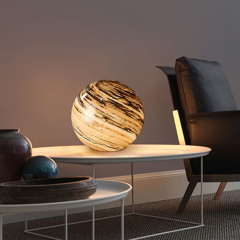 Creative Planet Shaped Night Lamp Modern Glass 1-Bulb Living Room Table Light