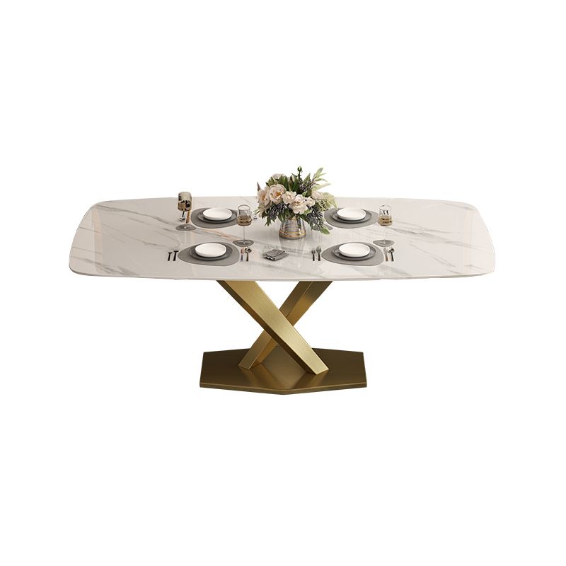 Glam Rectangle 1/4/5/6/7 Pieces Dinette Set Indoor White and Gold Dining Set