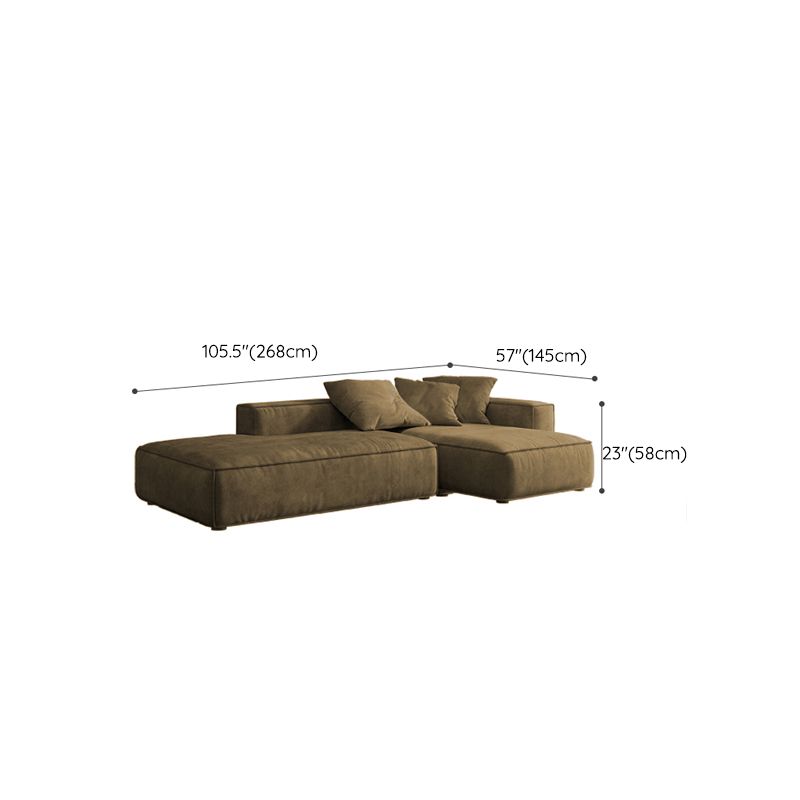 Contemporary Stain Resistant Square Arm Sofa in Brown for Living Room