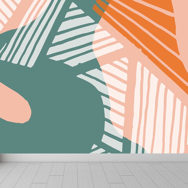 Modern Abstract Graphic Mural Non-Woven Textured Stain-Proof Soft Color Wall Art for Bedroom