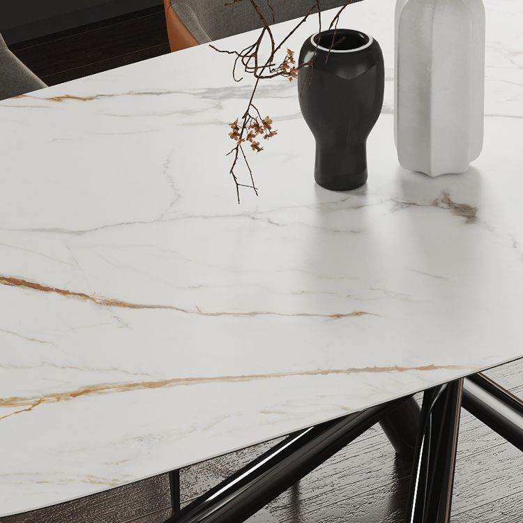 Rectangle Dining Table Industrial Stone Table in White for Dining Room