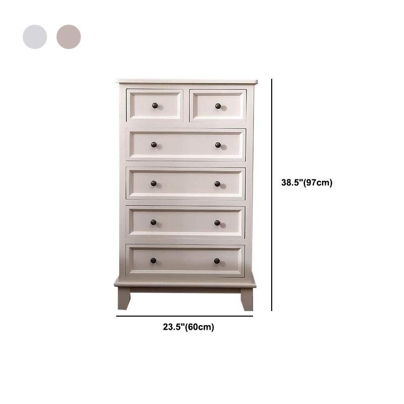 Modern Style White Storage Chest Rustic Solid Wood Chest with Multi Drawers