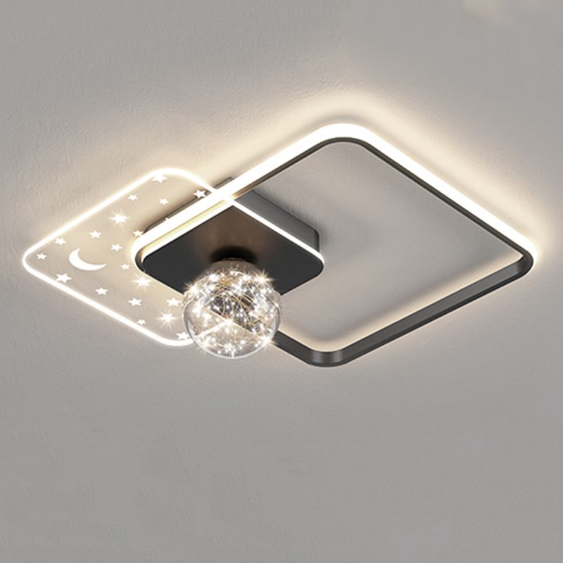 Geometry Shape LED Sky Star Ceiling Lamp Modern Iron 3 Lights Flush Mount for Bedroom