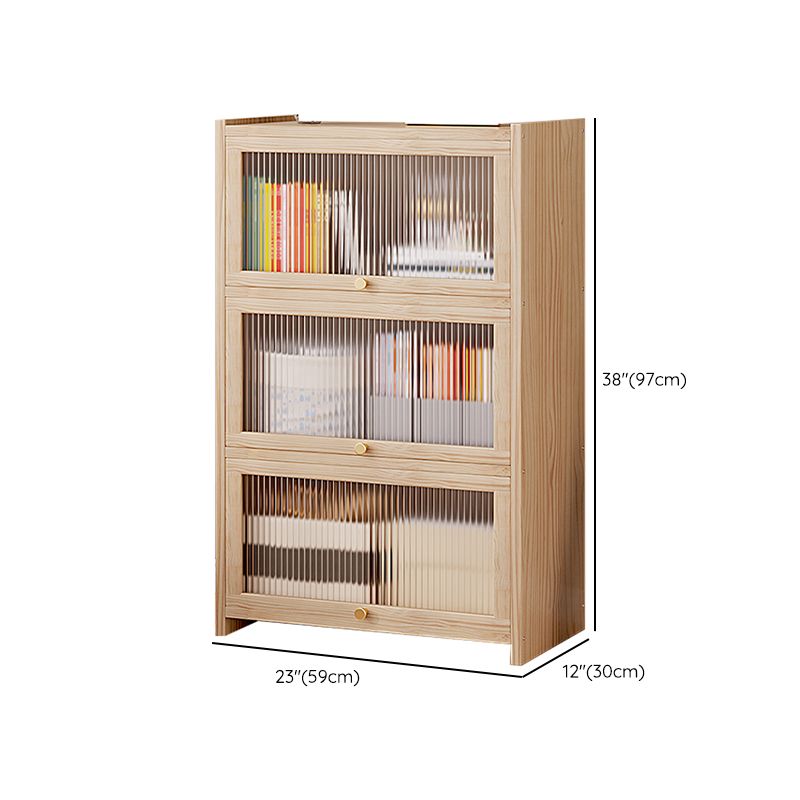 Natural Contemporary Cabinet, Solid Wood Accent Cabinet with Doors