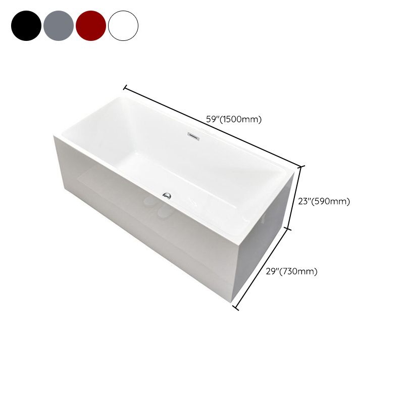 Rectangular Modern Bath Stand Alone Soaking Back to Wall Bathtub