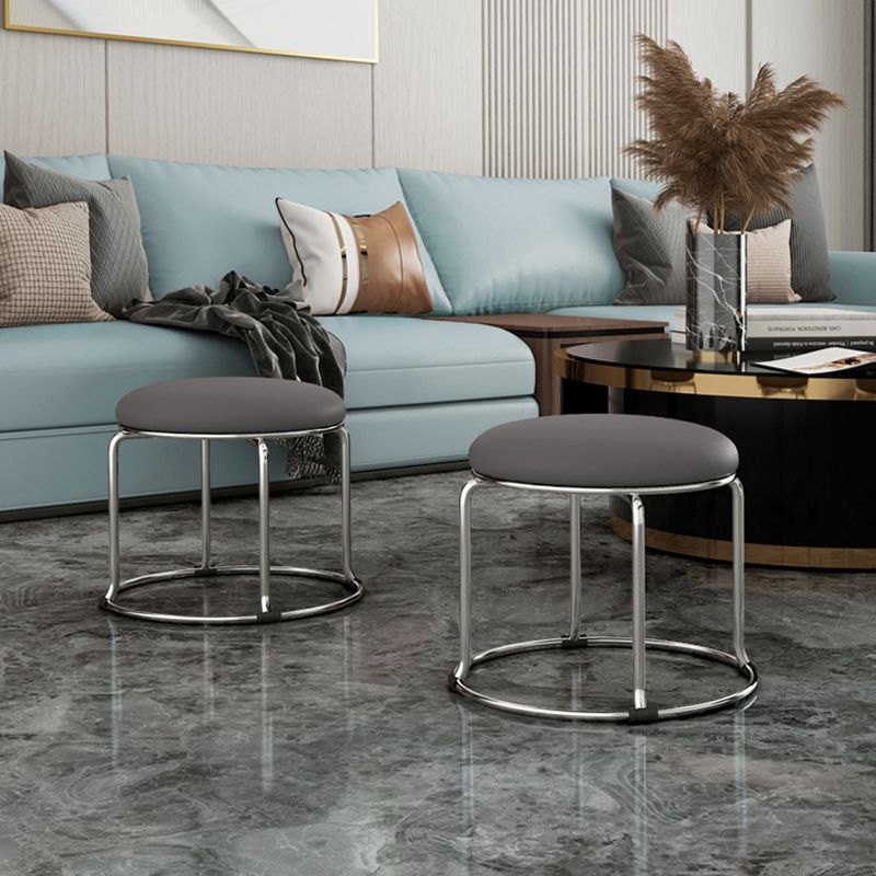 Glam Velvet Chair Ottoman Cylinder Shape Metal Frame Mildew Resistant Ottoman Stool