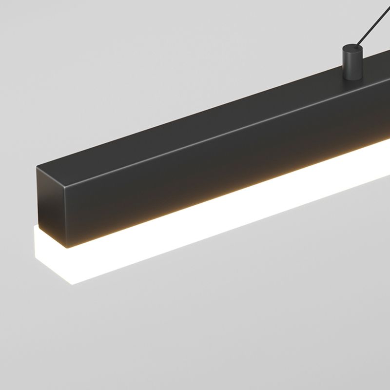Modern Metal Island Light Linear 1-Head Restaurant Hanging Lamp with Silica Gel Shade