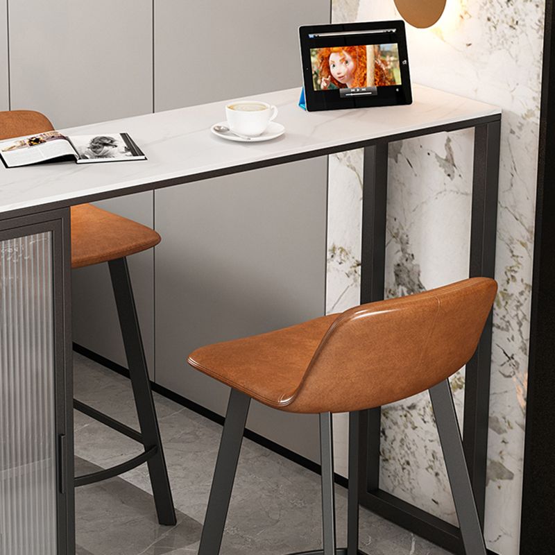 Glam Metal Bar Stools Faux Leather Barstools with Black Legs