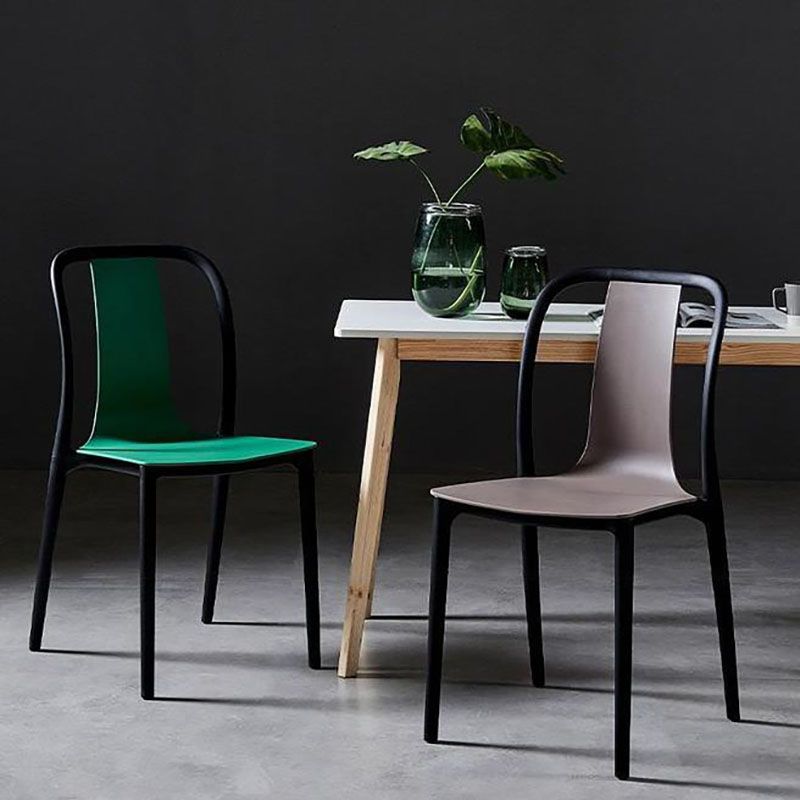 Contemporary Chairs Dining Slat Back Armless Chairs with Plastic Legs