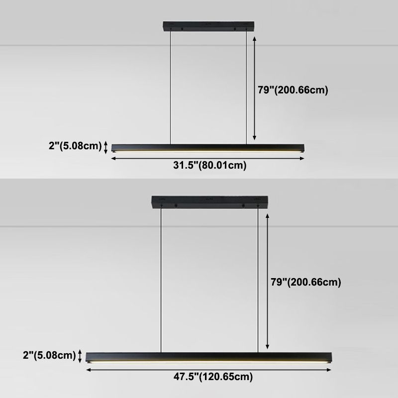 Lámpara de suspensión LED de restaurante LED de 1 luces lineales de 1 luces lineales Lámparas de iluminación de metal isla de metal