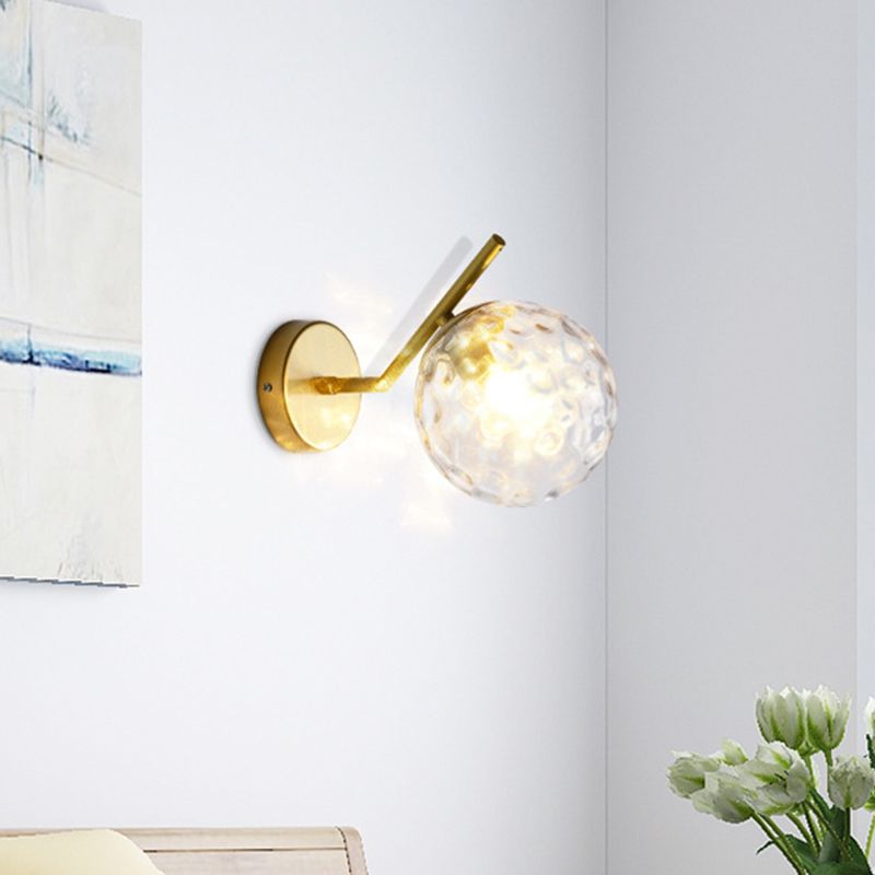 Up Light Ball Glass Sconce Light Fixture Metal Arm Wall Sconce Light for Bedside