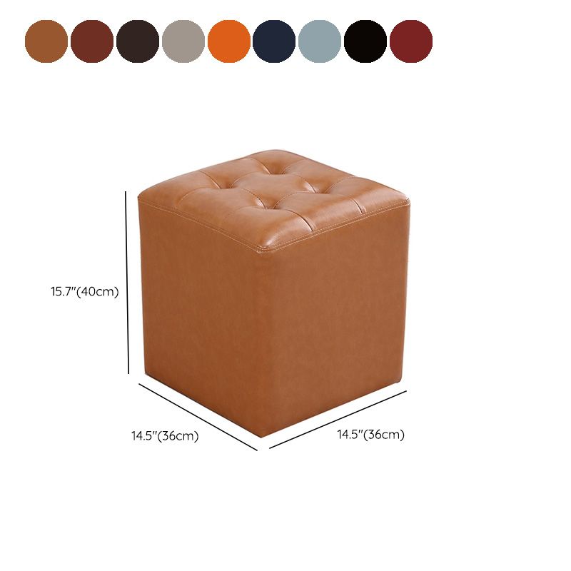 Modern Leather Pouf Water Resistant Square Pouf for Living Room