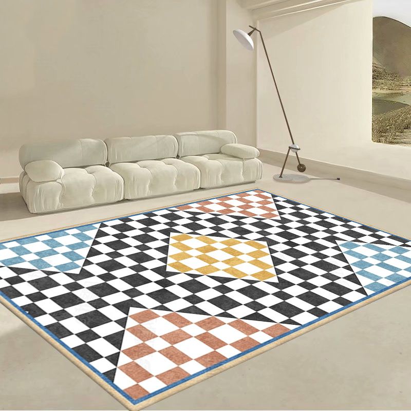 Green Grating Rug Polyester Modern Area Rug Non-Slip Backing Rug for Home Decor