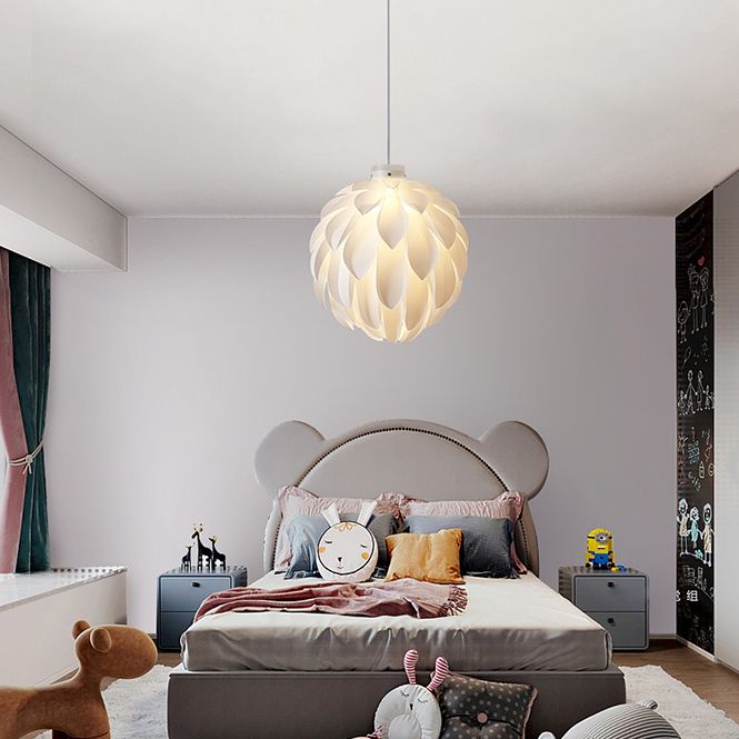 Acrylic Global Pendant Lighting Fixture Modern Style White Hanging Ceiling Light