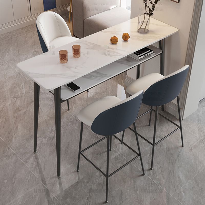 Modern Style Bar Table Rectangle Stone Bar Dining Table with 4 Legs