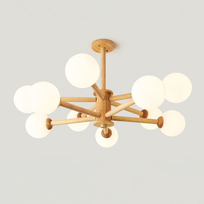 Beige Chandelier Light Fixtures Modern Multi-Head Hanging Pendant Lamps for Living Room